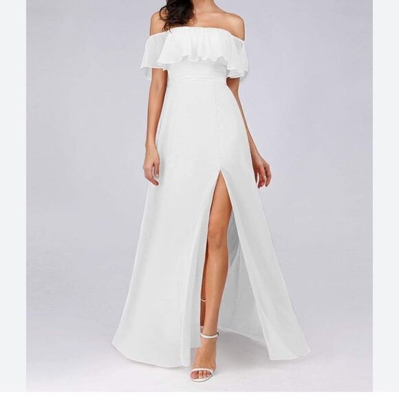 New  Ever Pretty White 2-Ways Convertible Slit Bridal Maxi Dress - Picture 2 of 14